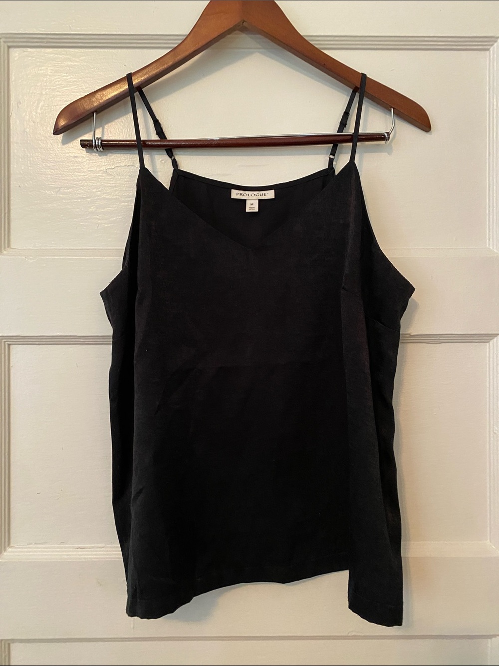 Prologue Black Satin V-Neck Camisole with Adjustable Straps